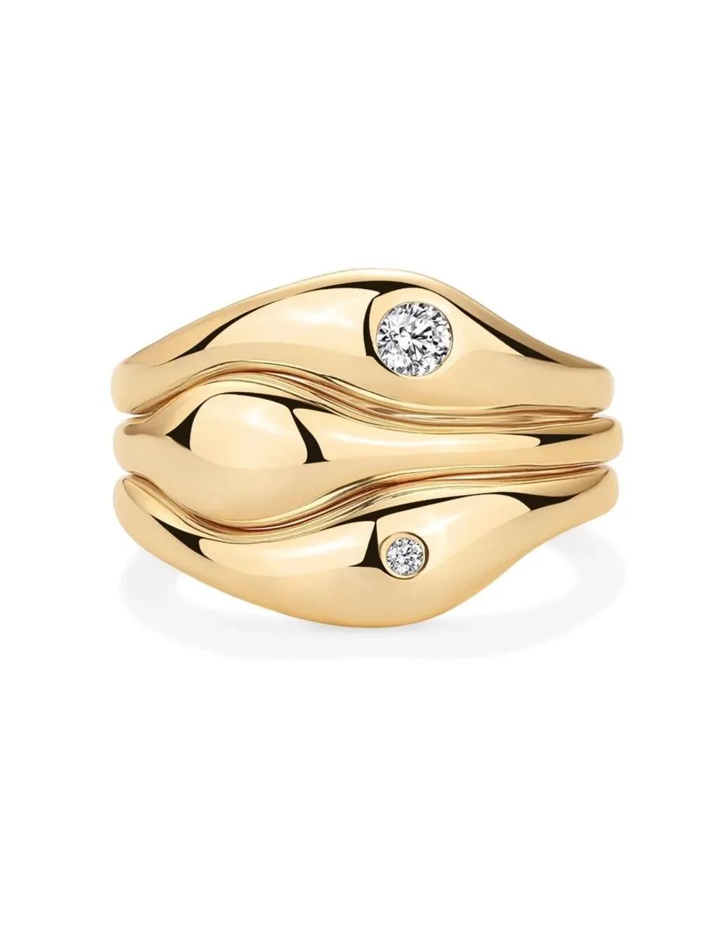14K Gold Plated Chunky Stackable Rings Set - Picture 2 of 5